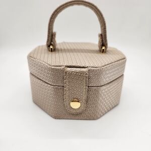 Elegant Tan Octagonal Women's Jewelry Travel Case